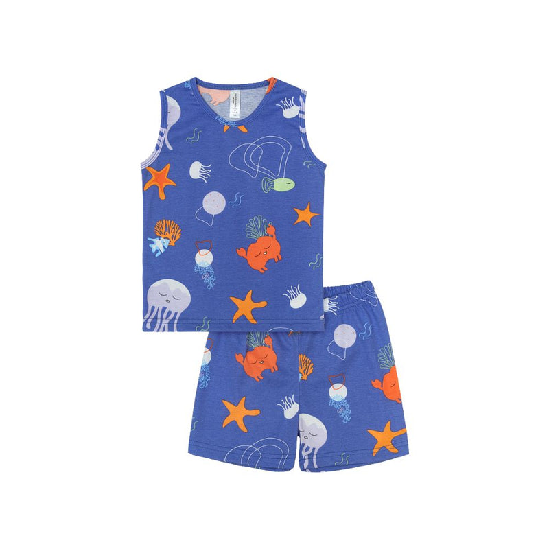 Cocohanee - Marine Blue Sleeveless Set - Setelan Anak Tanpa Lengan