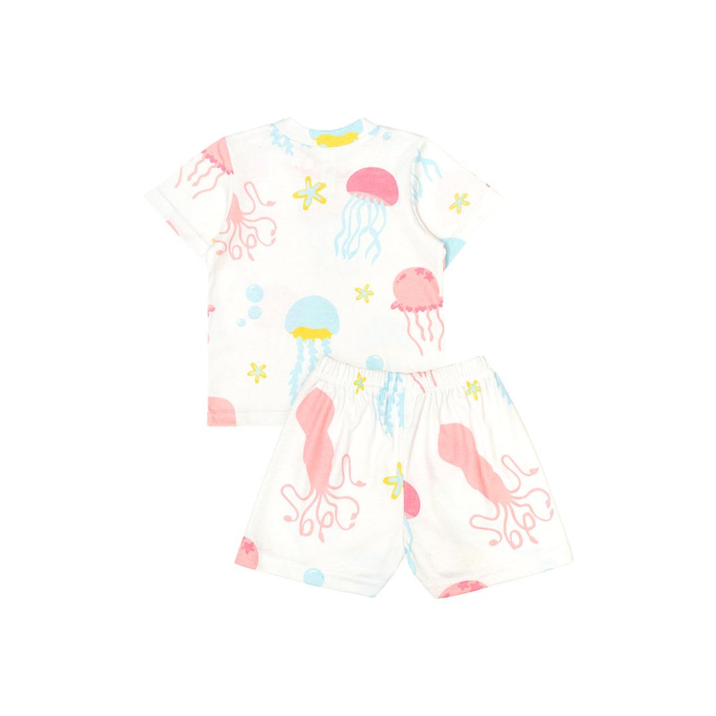 Cocohanee - Jelly Fish Shoulder Button Short Pajamas - Piyama Bayi dan Anak dengan Kancing di Bahu