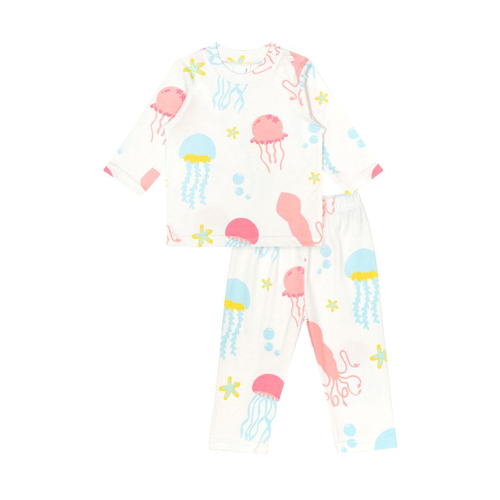 Cocohanee - Jelly Fish Shoulder Button Long Pajamas - Piyama Bayi dan Anak dengan Kancing di Bahu