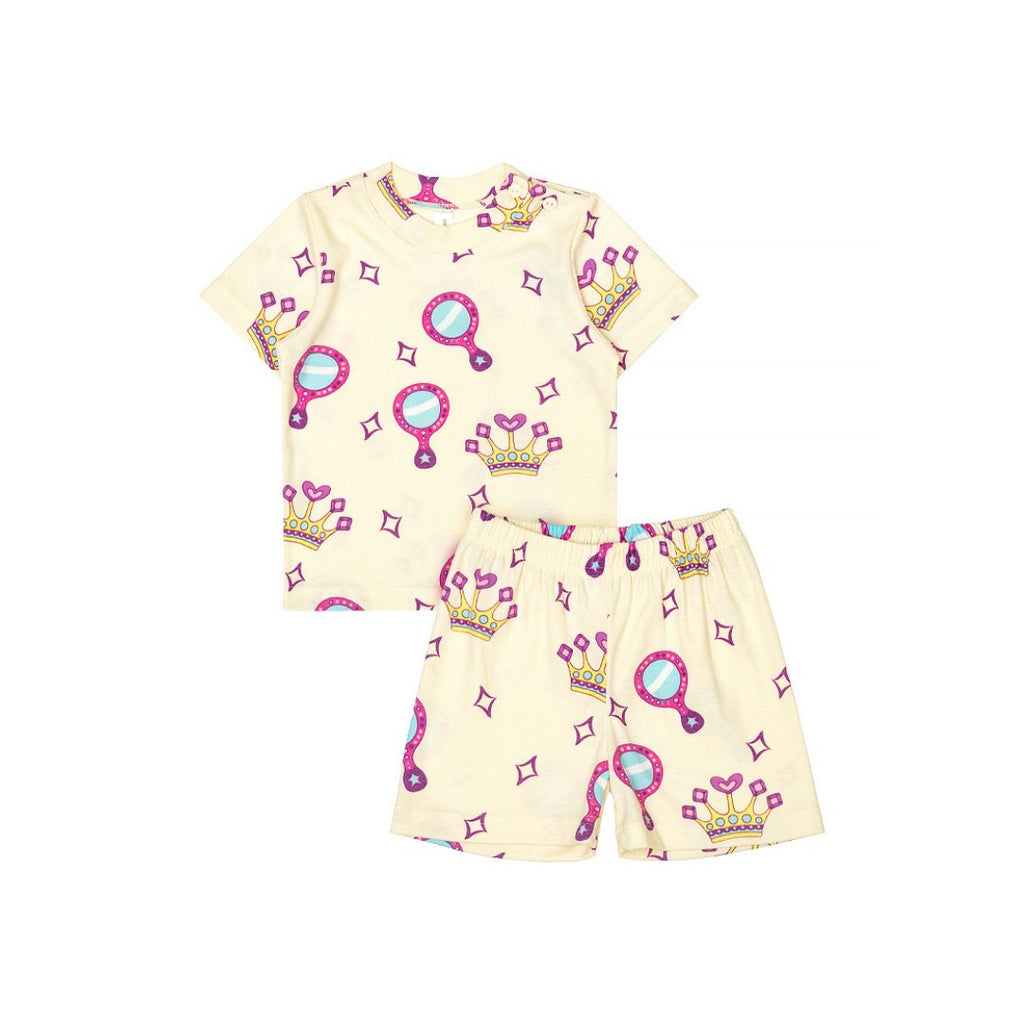 Cocohanee - Crown Princess Shoulder Button Short Pajamas - Piyama Bayi dan Anak dengan Kancing di Bahu