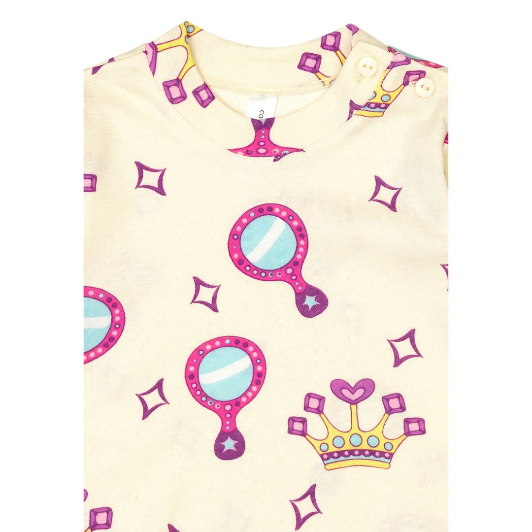 Cocohanee - Crown Princess Shoulder Button Long Pajamas - Piyama Bayi dan Anak dengan Kancing di Bahu