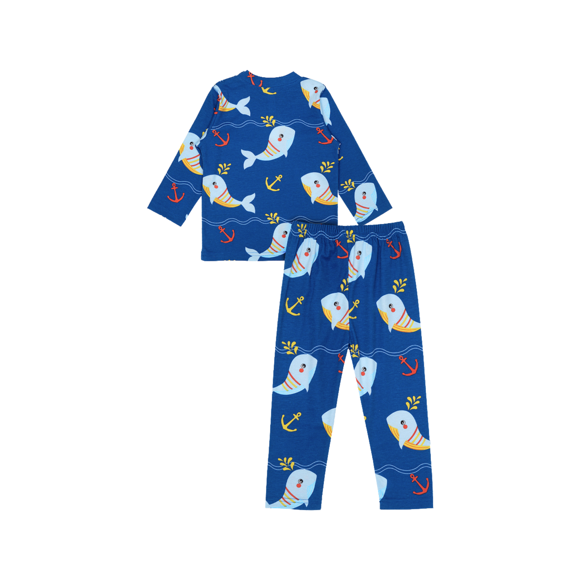 Cocohanee - Shark Anchor Shoulder Button Long Pajamas - Piyama Bayi dan Anak dengan Kancing di Bahu