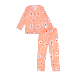 Cocohanee - Winter Daisy Button Down Long Pajamas - Piyama Bayi dan Anak dengan Kancing Depan