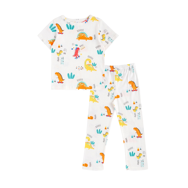 Cocohanee - Orange Dino Cozy Pajamas - Piyama Tidur Anak