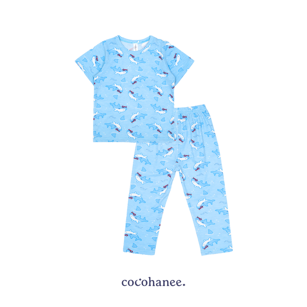 Cocohanee - Shark Wave Cozy Pajamas - Piyama Tidur Anak