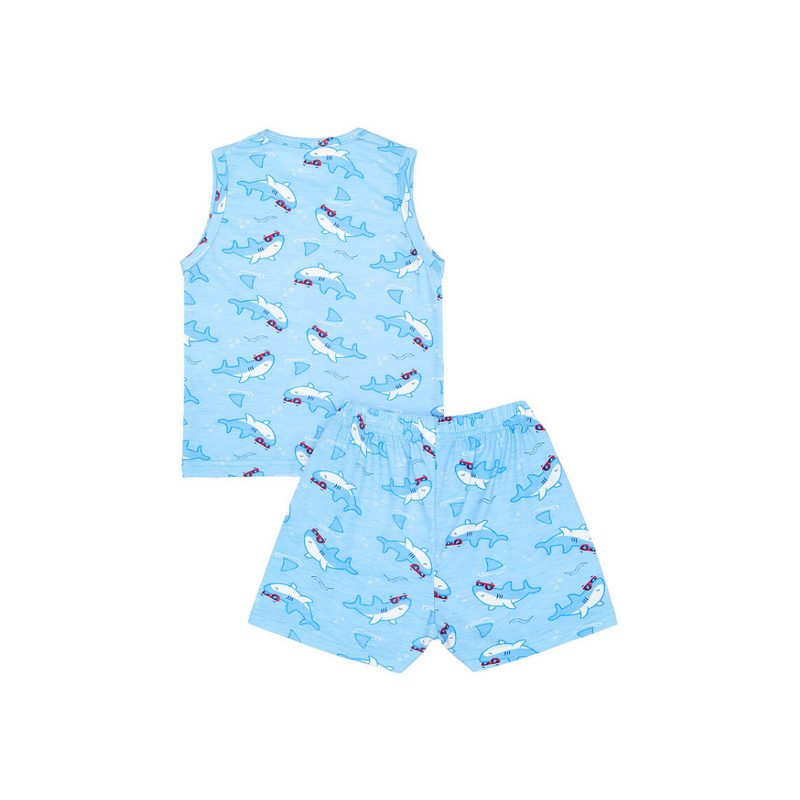 Cocohanee - Shark Wave Sleeveless Set - Setelan Anak Tanpa Lengan