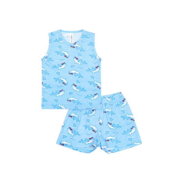 Cocohanee - Shark Wave Sleeveless Set - Setelan Anak Tanpa Lengan