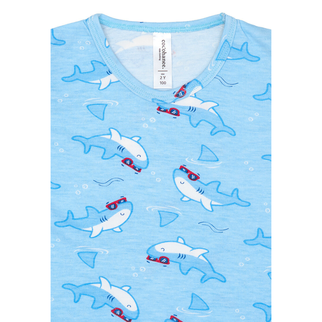 Cocohanee - Shark Wave Sleeveless Set - Setelan Anak Tanpa Lengan