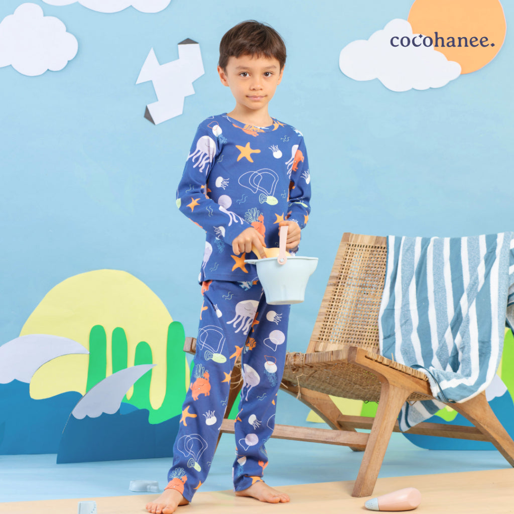 Cocohanee - Marine Blue Long Pajamas