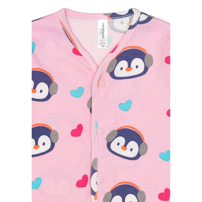 Cocohanee - Penguin in Love Button Down Long Pajamas - Piyama Bayi dan Anak dengan Kancing Depan