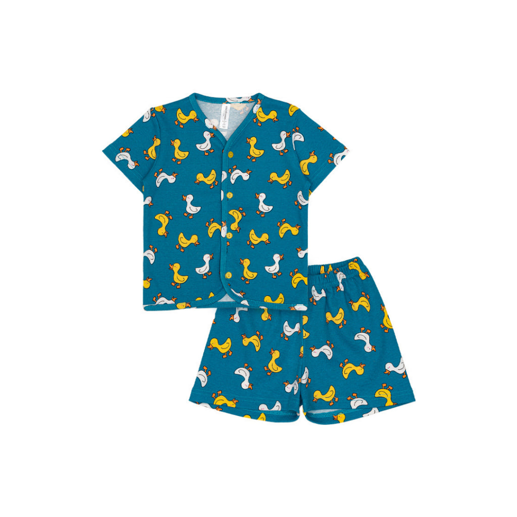 Cocohanee - Walky Ducky Button Down Short Pajamas - Piyama Bayi dan Anak dengan Kancing Depan