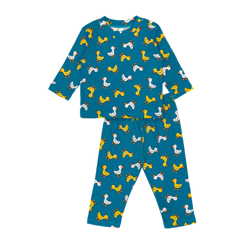 Cocohanee - Walky Ducky Shoulder Button Long Pajamas - Piyama Bayi dan Anak dengan Kancing di Bahu