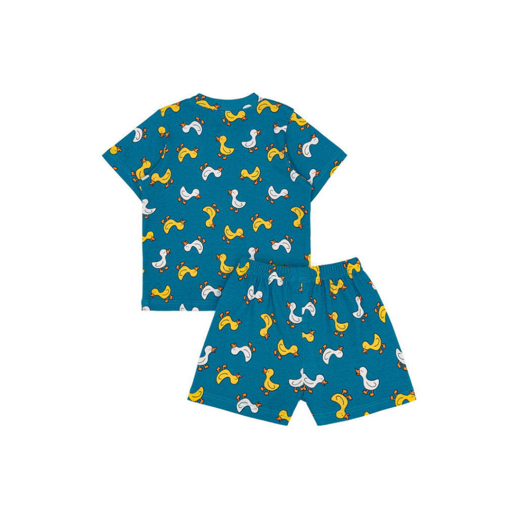 Cocohanee - Walky Ducky Shoulder Button Short Pajamas - Piyama Bayi dan Anak dengan Kancing di Bahu