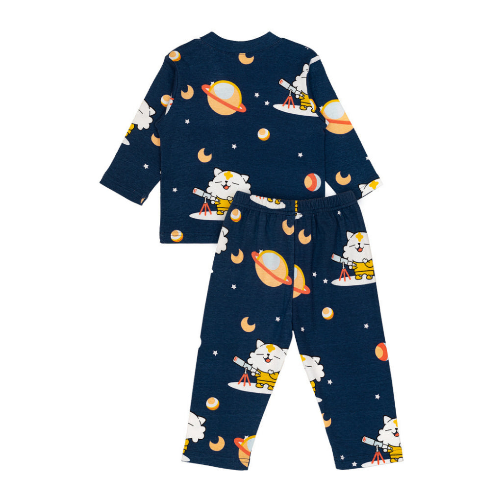 Cocohanee - Coco Moonlight Shoulder Button Long Pajamas - Piyama Bayi dan Anak dengan Kancing di Bahu