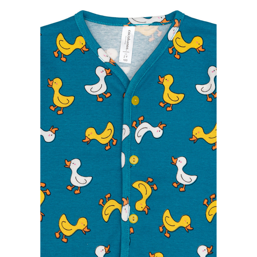 Cocohanee - Walky Ducky Button Down Short Pajamas - Piyama Bayi dan Anak dengan Kancing Depan