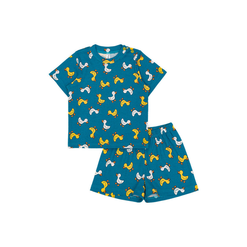 Cocohanee - Walky Ducky Shoulder Button Short Pajamas - Piyama Bayi dan Anak dengan Kancing di Bahu