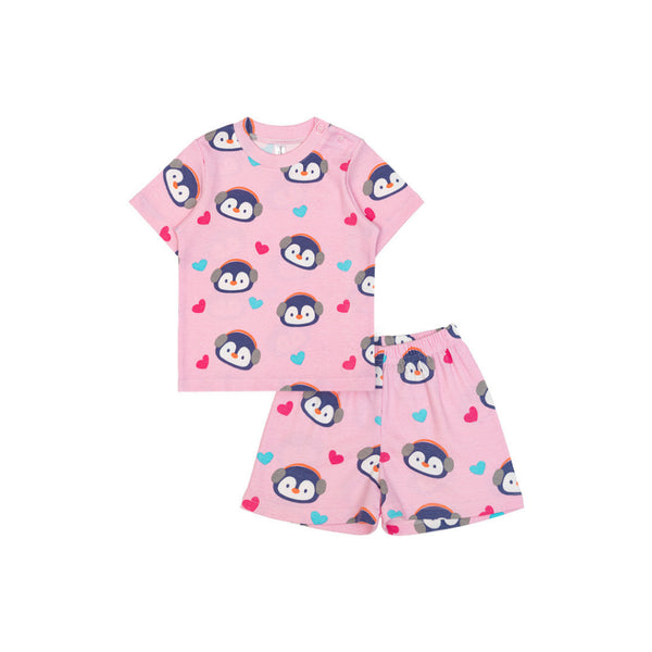 Cocohanee - Penguin in Love Shoulder Button Short Pajamas - Piyama Bayi dan Anak dengan Kancing di Bahu