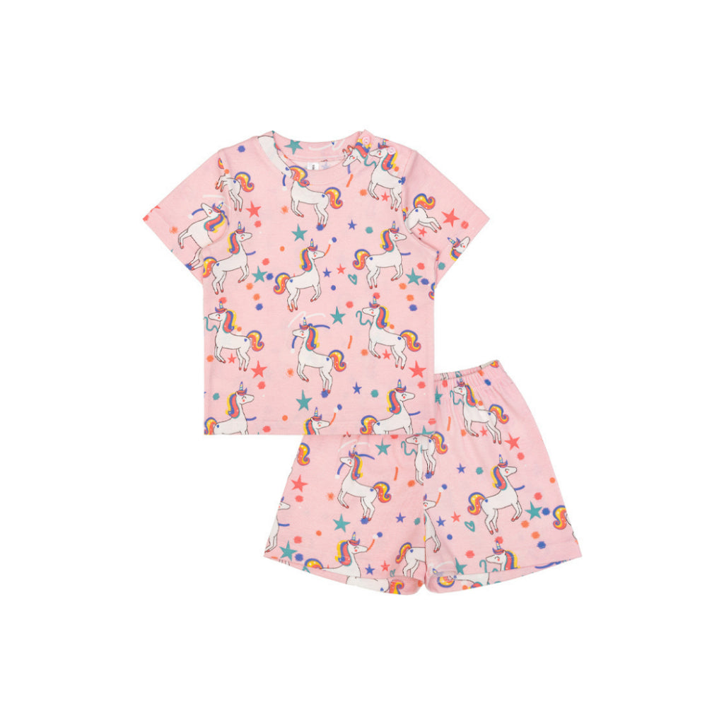 Cocohanee - Unicorn World Shoulder Button Short Pajamas - Piyama Bayi dan Anak dengan Kancing di Bahu