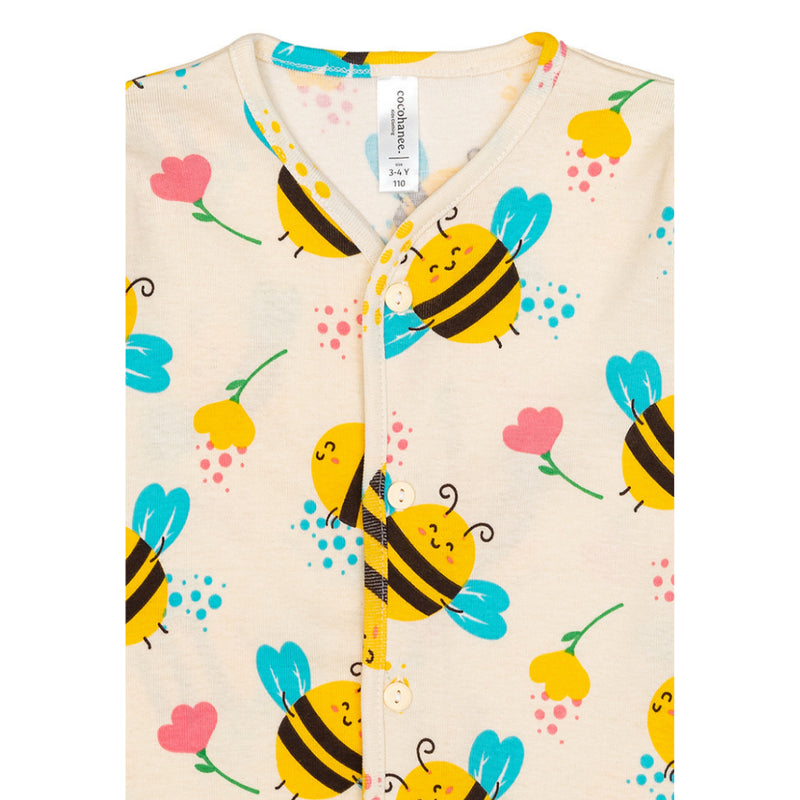 Cocohanee - Morning Bee Button Down Long Pajamas - Piyama Bayi dan Anak dengan Kancing Depan