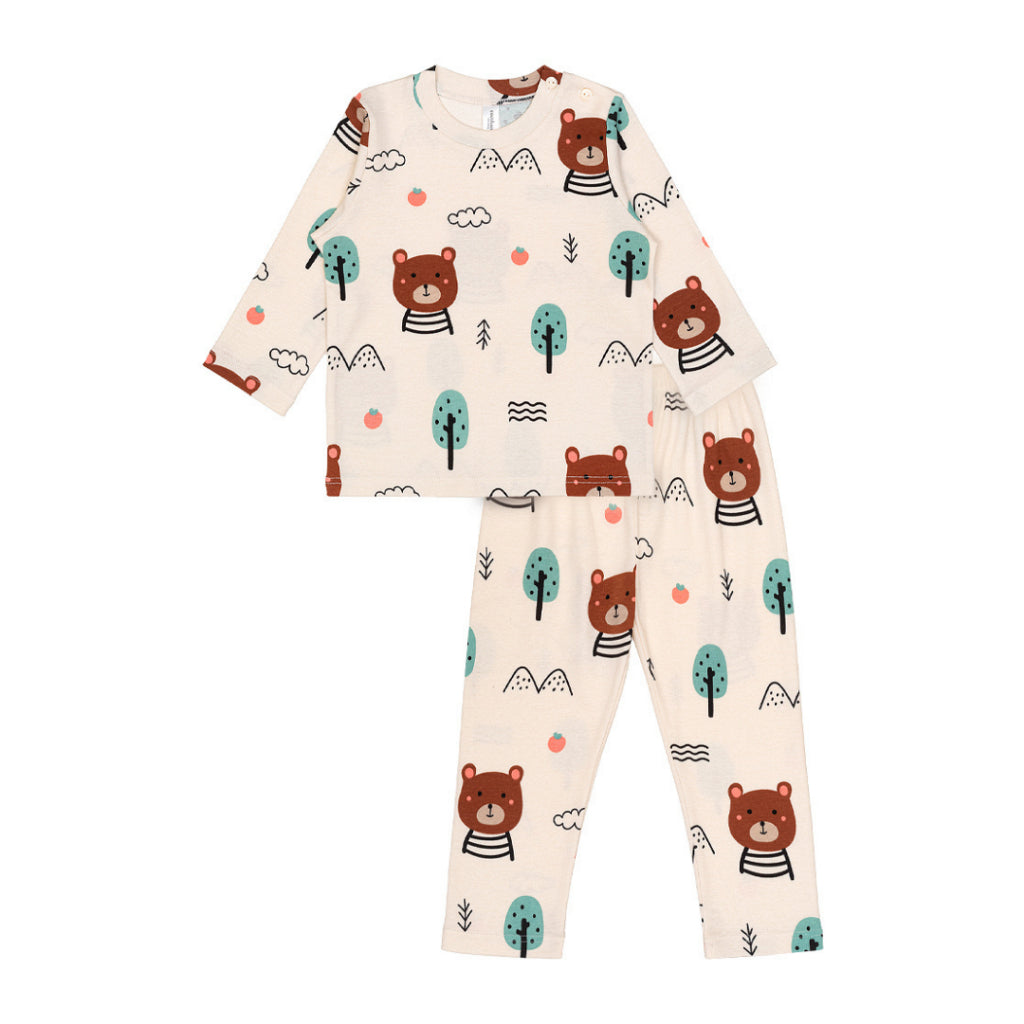 Cocohanee - Bears Shoulder Button Long Pajamas - Piyama Bayi dan Anak dengan Kancing di Bahu