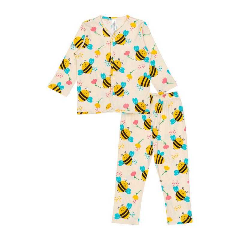 Cocohanee - Morning Bee Button Down Long Pajamas - Piyama Bayi dan Anak dengan Kancing Depan