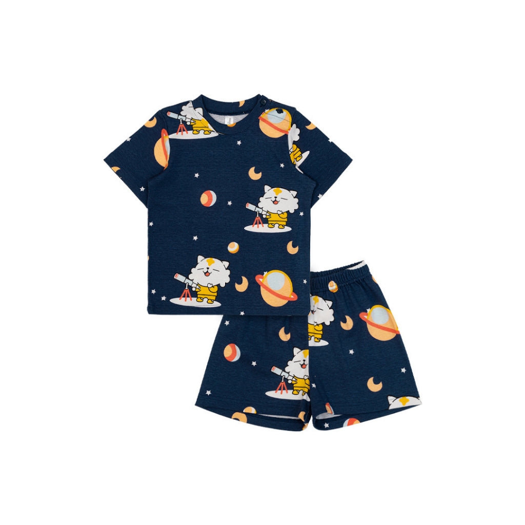 Cocohanee - Coco Moonlight Shoulder Button Short Pajamas - Piyama Bayi coco moonlight shoudan Anak dengan Kancing di Bahu