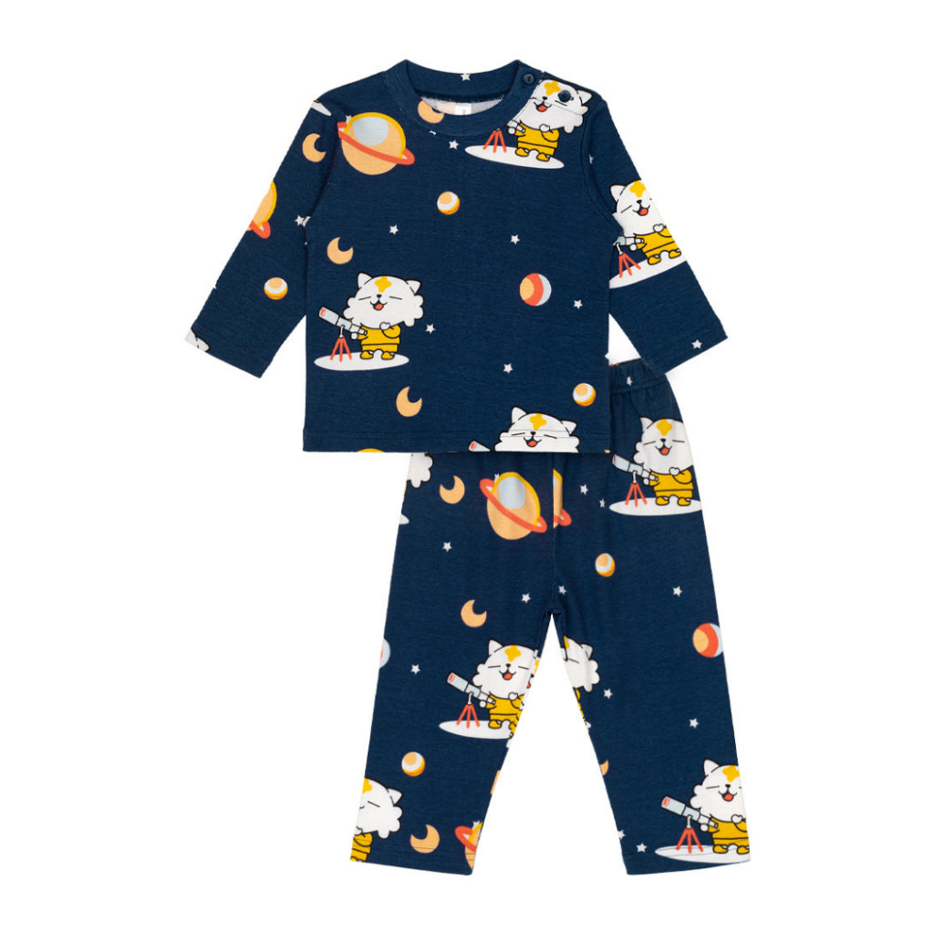 Cocohanee - Coco Moonlight Shoulder Button Long Pajamas - Piyama Bayi dan Anak dengan Kancing di Bahu