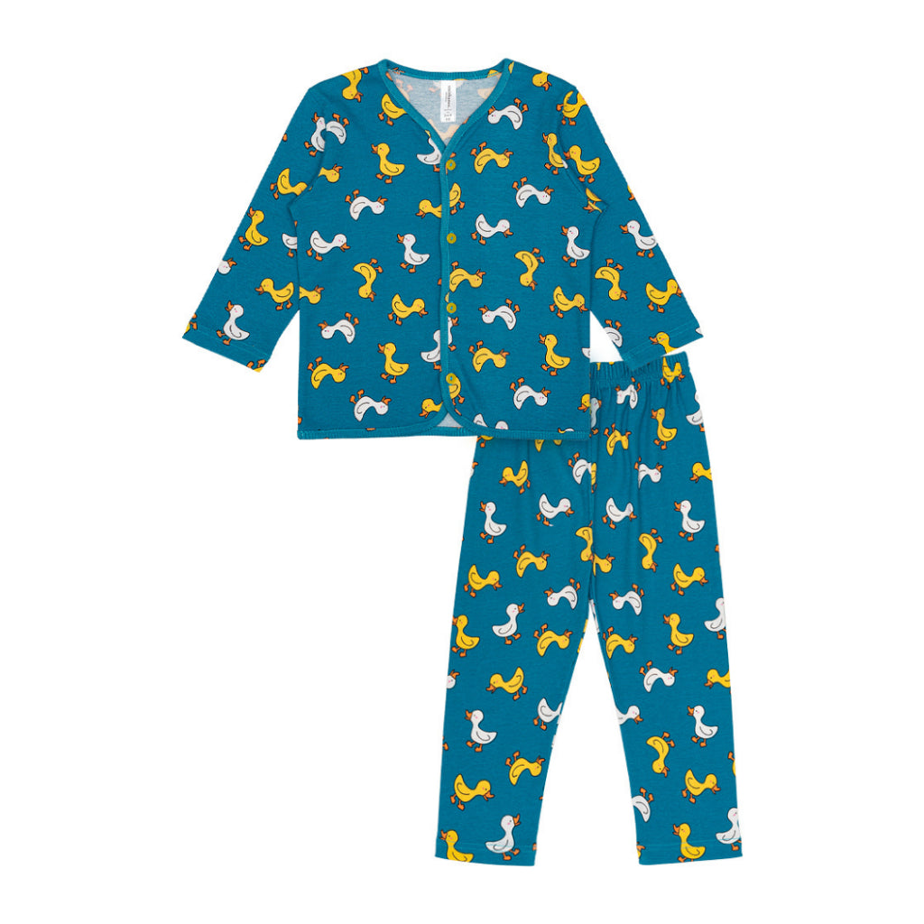 Cocohanee - Walky Ducky Button Down Long Pajamas - Piyama Bayi dan Anak dengan Kancing Depan