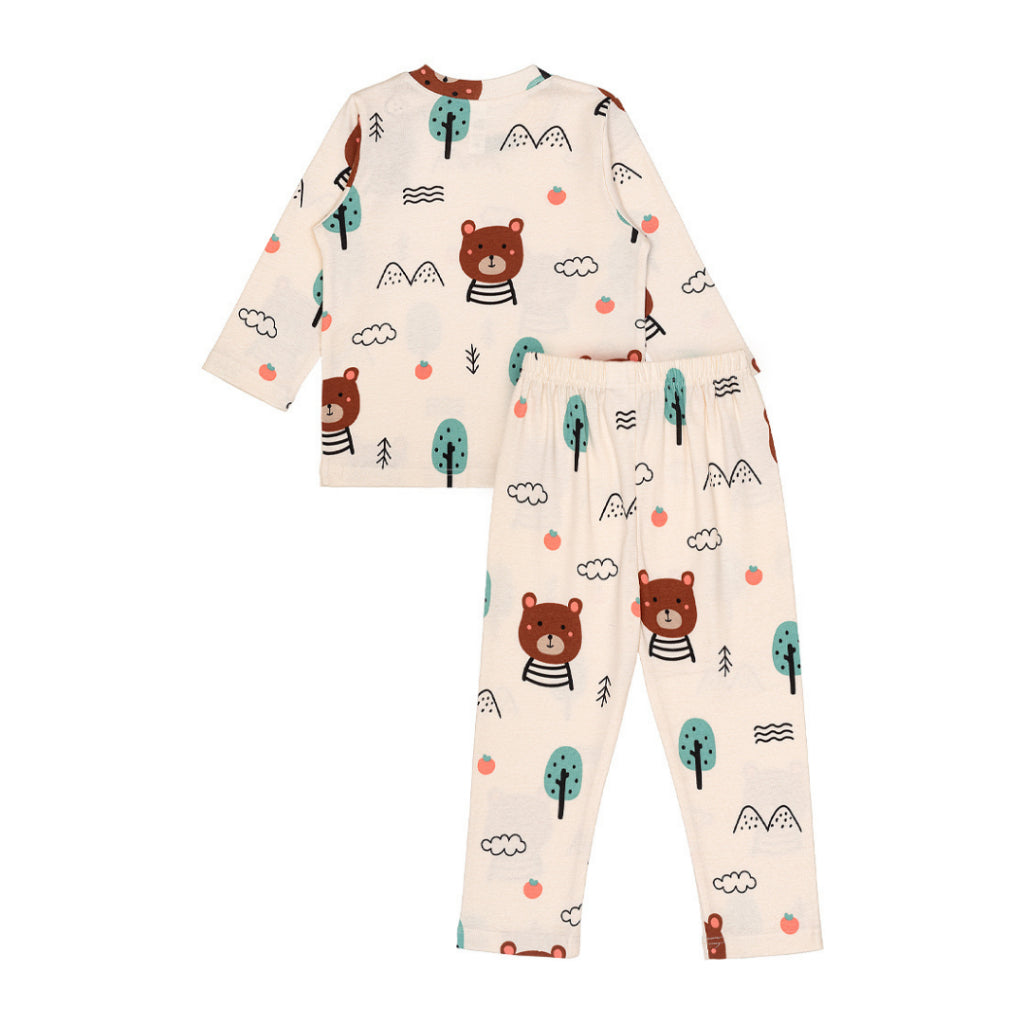 Cocohanee - Bears Shoulder Button Long Pajamas - Piyama Bayi dan Anak dengan Kancing di Bahu