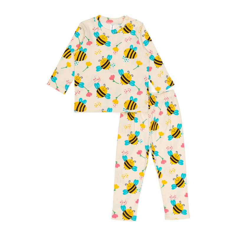 Cocohanee - Morning Bee Shoulder Button Long Pajamas - Piyama Bayi dan Anak dengan Kancing di Bahu