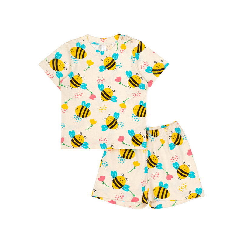 Cocohanee - Morning Bee Shoulder Button Short Pajamas - Piyama Bayi dan Anak dengan Kancing di Bahu