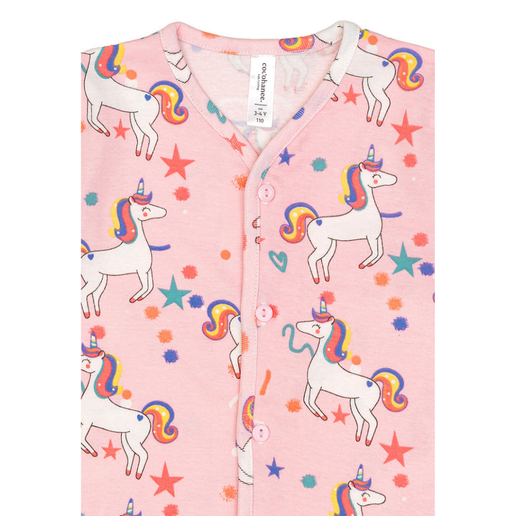 Cocohanee - Unicorn World Button Down Short Pajamas - Piyama Bayi dan Anak dengan Kancing Depan