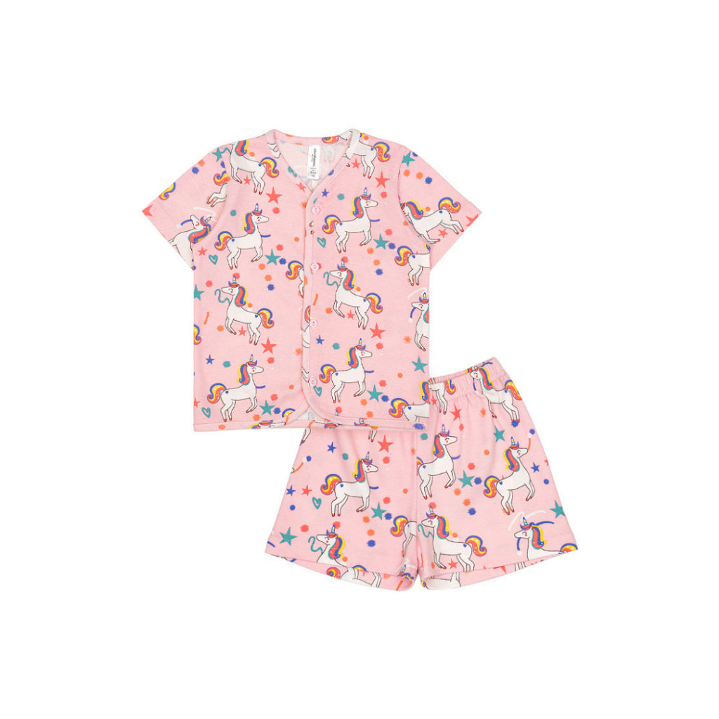 Cocohanee - Unicorn World Button Down Short Pajamas - Piyama Bayi dan Anak dengan Kancing Depan