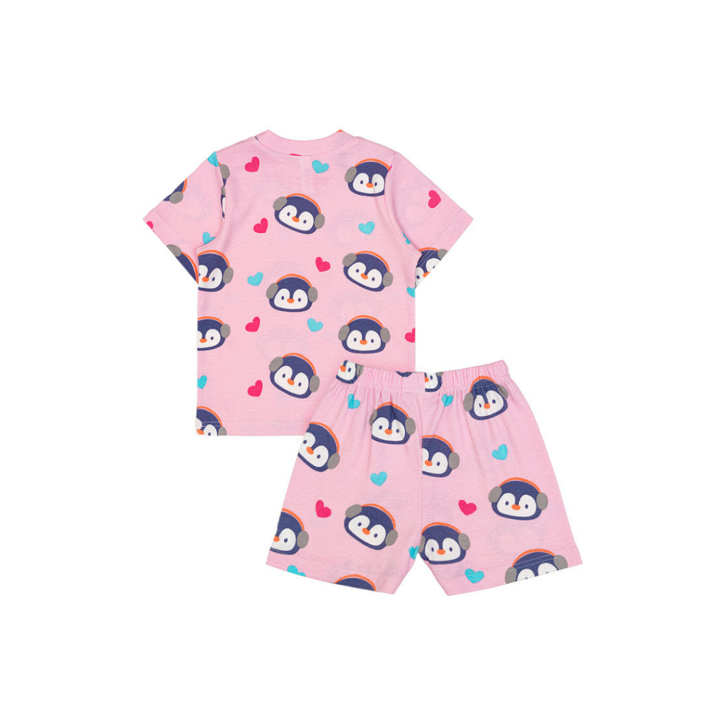 Cocohanee - Penguin in Love Shoulder Button Short Pajamas - Piyama Bayi dan Anak dengan Kancing di Bahu