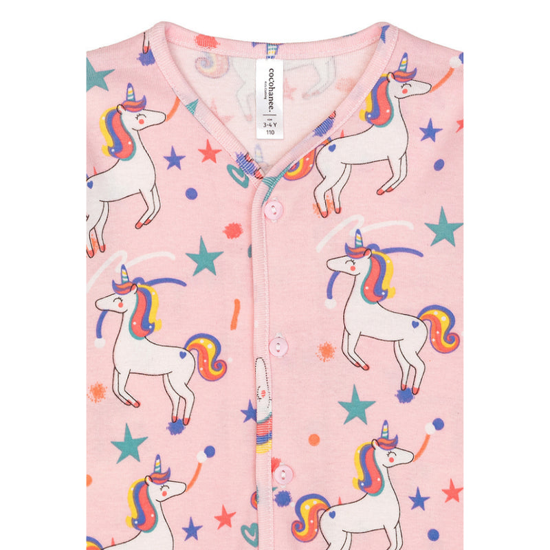 Cocohanee - Unicorn World Button Down Long Pajamas - Piyama Bayi dan Anak dengan Kancing Depan