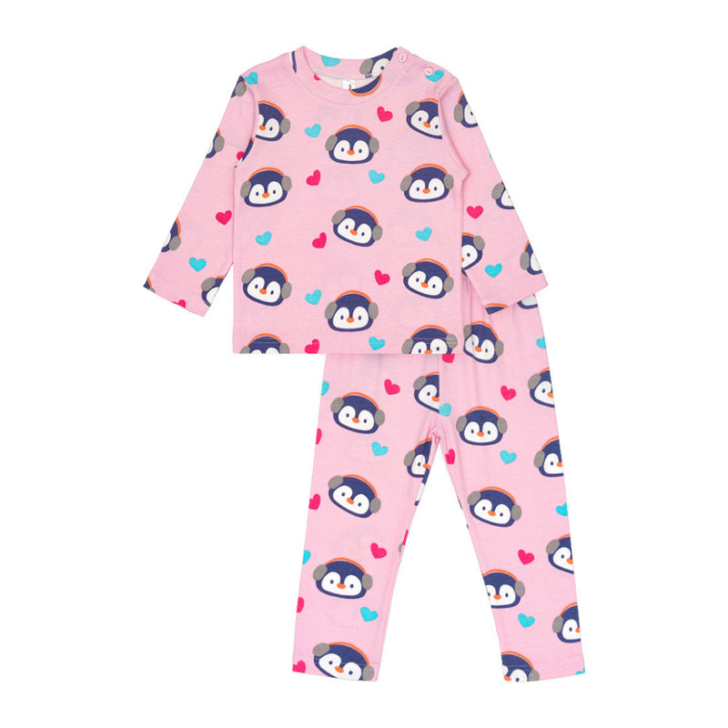 Cocohanee - Penguin in Love Shoulder Button Long Pajamas - Piyama Bayi dan Anak dengan Kancing di Bahu