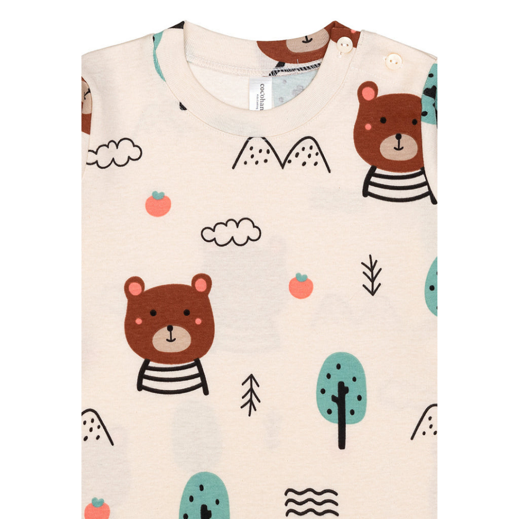 Cocohanee - Bears Shoulder Button Long Pajamas - Piyama Bayi dan Anak dengan Kancing di Bahu