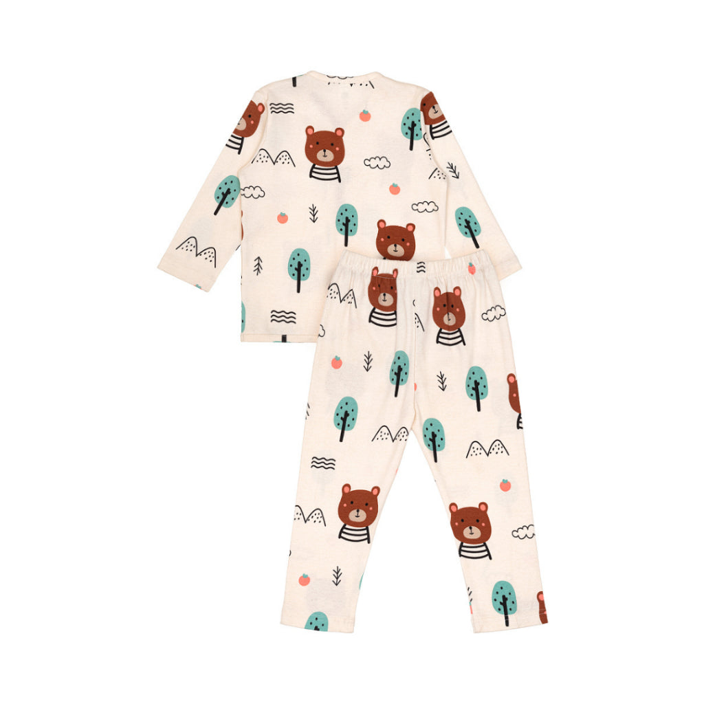 Cocohanee - Bears Button Down Long Pajamas - Piyama Bayi dan Anak dengan Kancing Depan