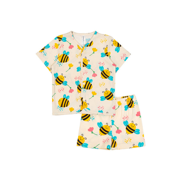 Cocohanee - Morning Bee Button Down Short Pajamas - Piyama Bayi dan Anak dengan Kancing Depan