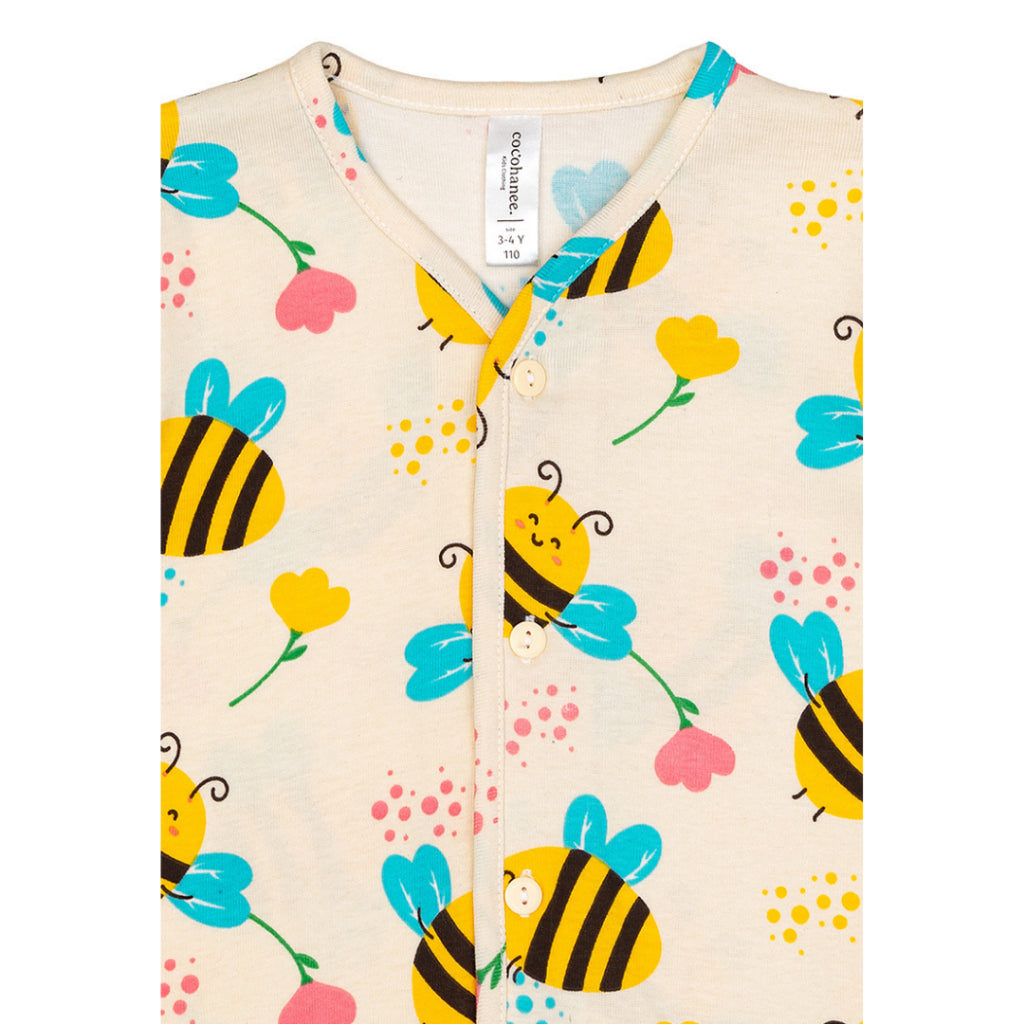 Cocohanee - Morning Bee Button Down Short Pajamas - Piyama Bayi dan Anak dengan Kancing Depan