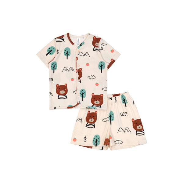 Cocohanee - Bears Button Down Short Pajamas - Piyama Bayi dan Anak dengan Kancing Depan