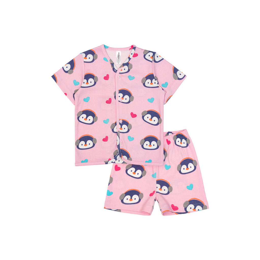 Cocohanee - Penguin in Love Button Down Short Pajamas - Piyama Bayi dan Anak dengan Kancing Depan