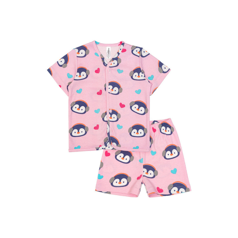 Cocohanee - Penguin in Love Button Down Short Pajamas - Piyama Bayi dan Anak dengan Kancing Depan