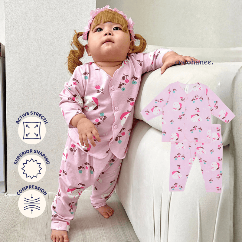 Cocohanee - Butterflies Baby Long Button Down Pajamas - Piyama Bayi dengan Kancing Depan
