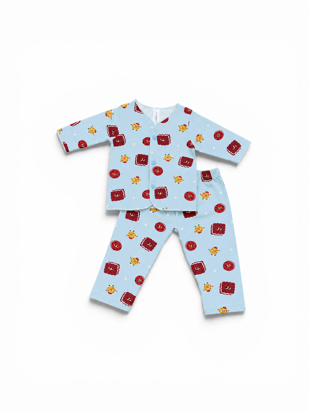 Mr. Wafer - Baby Long Button Down Pajamas - Piyama Bayi Motif