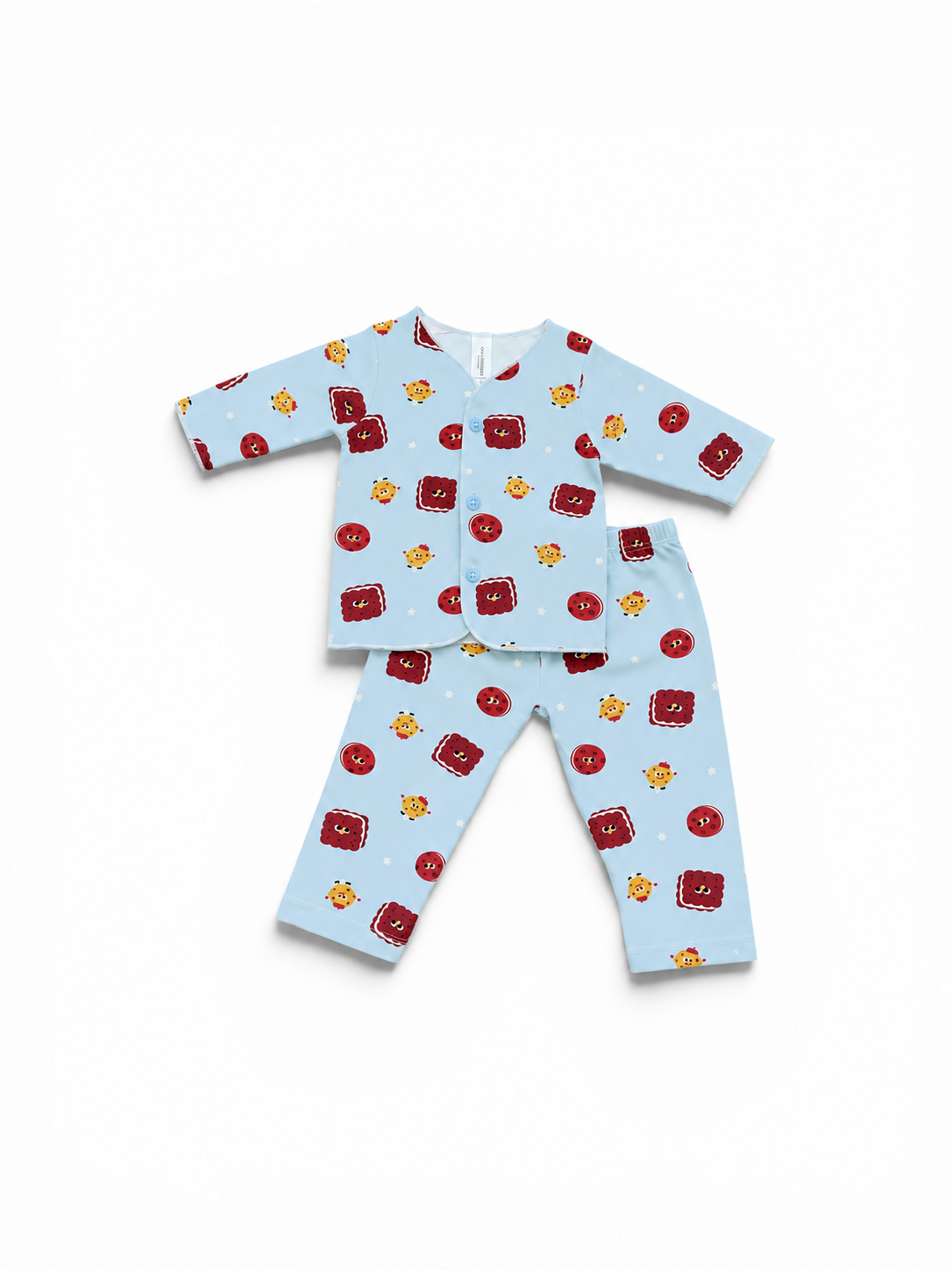 Mr. Wafer - Baby Long Button Down Pajamas - Piyama Bayi Motif