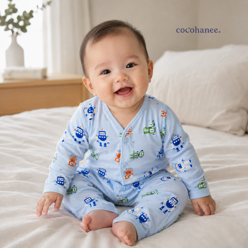 Cocohanee Wonderverse - Long Button Down Pajamas Robo Pals