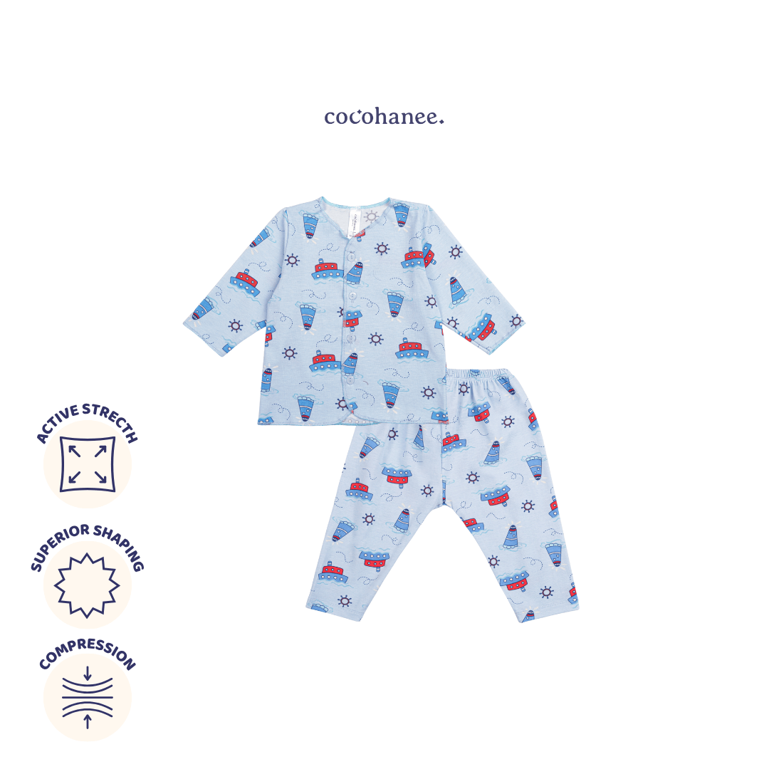 Cocohanee - Sailing Day Baby Long Button Down Pajamas - Piyama Bayi dengan Kancing Depan