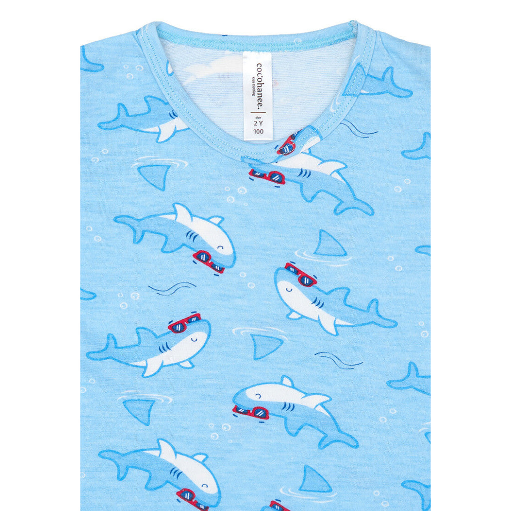 Cocohanee - Shark Wave Sleeveless Set - Setelan Anak Tanpa Lengan
