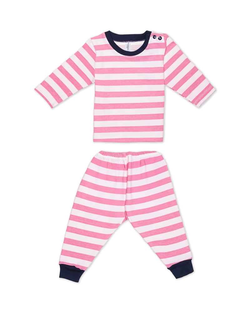 Stripe - Baby Long Shoulder Button Pajamas - Piyama Bayi Motif Salur dengan Kancing di Bahu